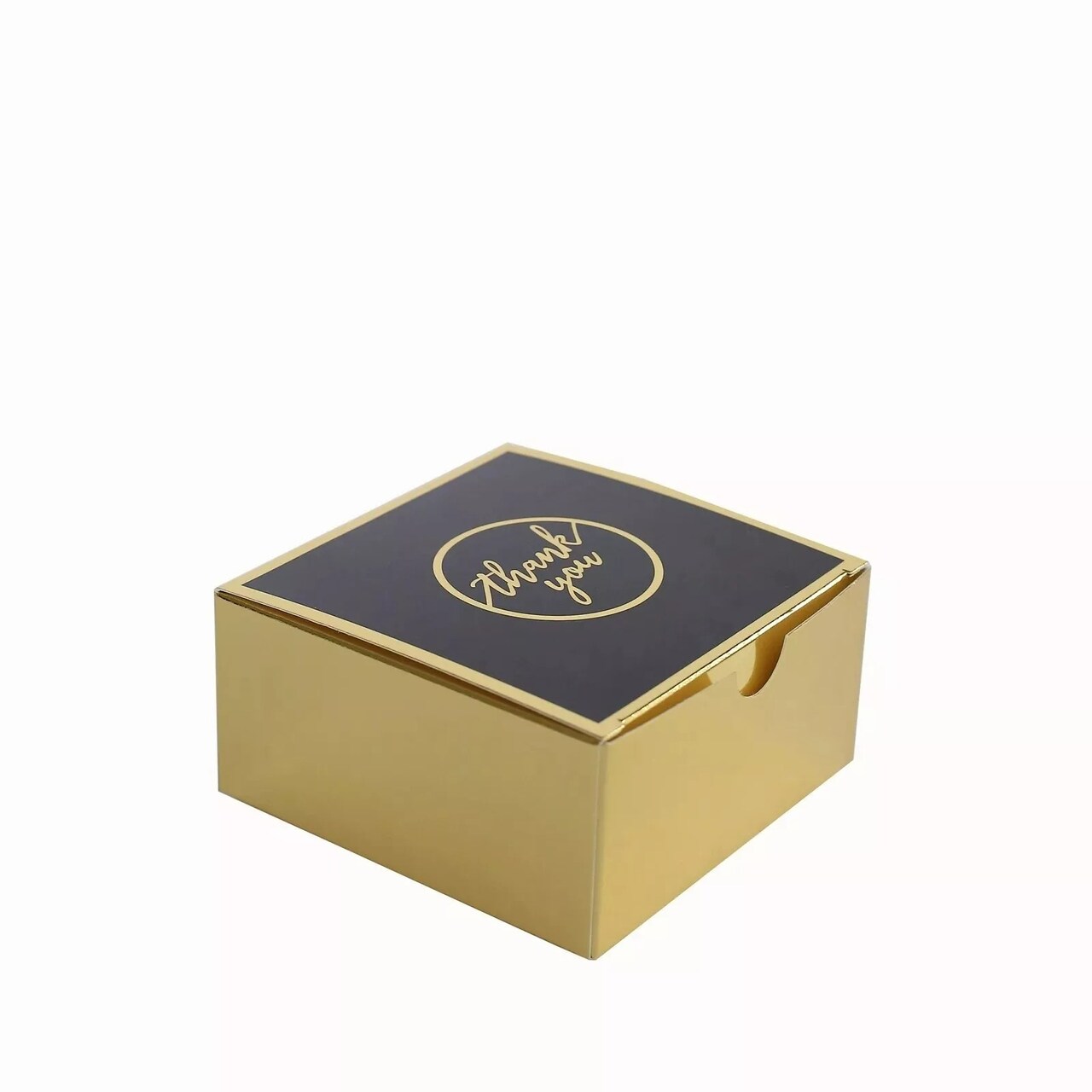 Gold Black 25 Square 4" x 4" Favor Boxes Thank You Print Gift Holders Events